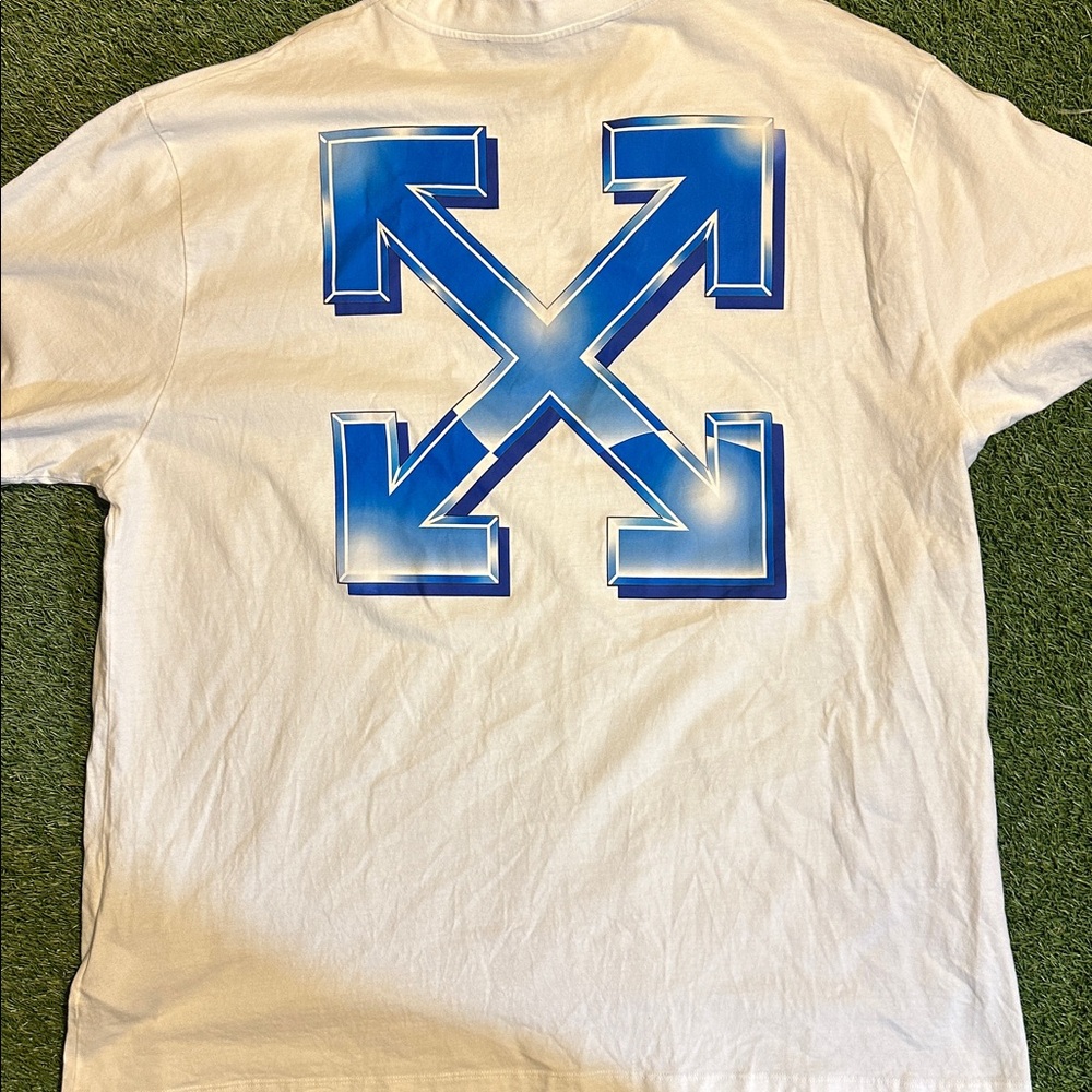 Off White Blue Metal Arrow T Shirt